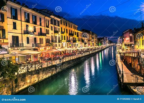 Milan Nightlife in Navigli. Italy Stock Photo - Image of city ...