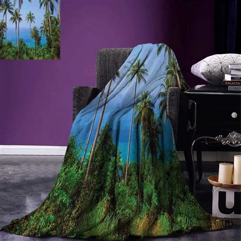 Palm Tree Throw Blanket Ocean Scene From Jungle Tropical Beautiful