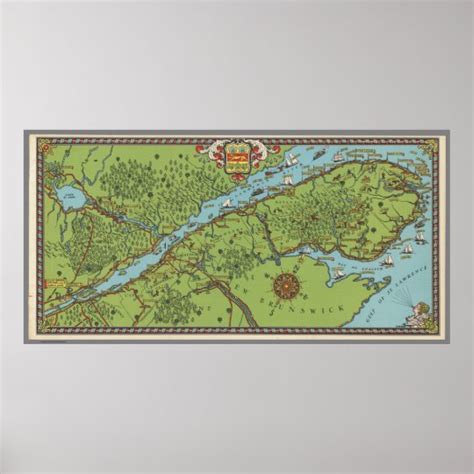 Gaspe Peninsula, Canada Map Poster | Zazzle.com