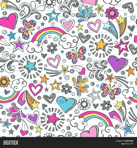 Seamless Pattern Rainbow Doodles Vector Photo Bigstock