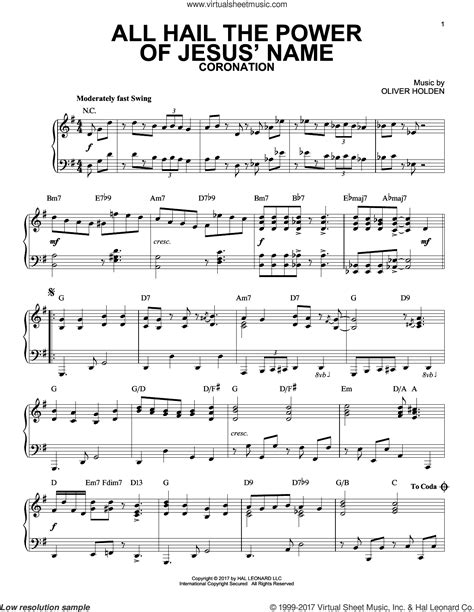 Perronet All Hail The Power Of Jesus Name Sheet Music Intermediate