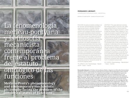 La Fenomenolog A Merleau Pontyana Y La Filosof A Mecanicista