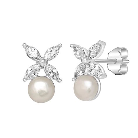 Gemistry Sterling Silver Freshwater Cultured Pearl And Cubic Zirconia