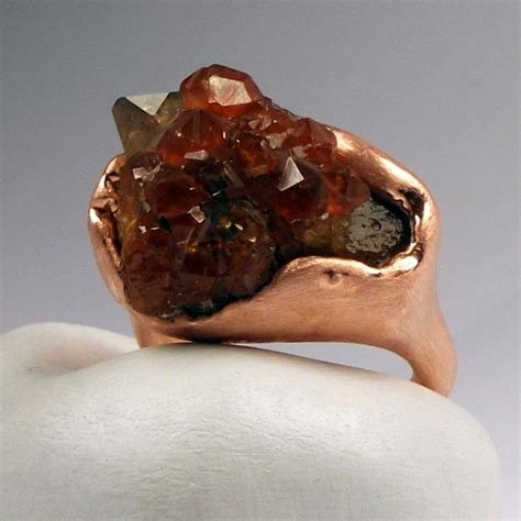 Copper Red Orange Garnet Quartz Ring By Mw Alchemy