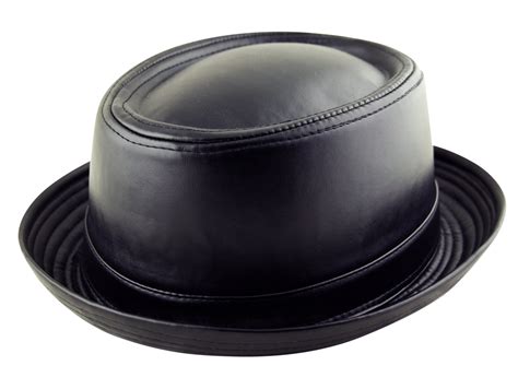 Men S Plain Faux Leather Pork Pie Hat In Black Taylor Hats