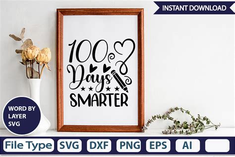 100 Days Smarter Svg Cut File Graphic By Graphicpicker · Creative Fabrica