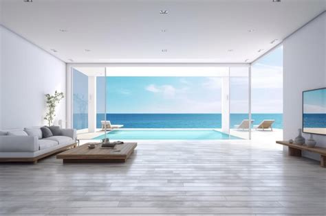 Premium Photo Sea View Empty Large Living Room Of Luxury Summer Beach