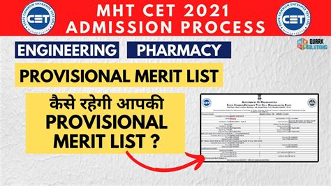 MHT CET 2021 Provisional Merit List Cap Round Update About Merit