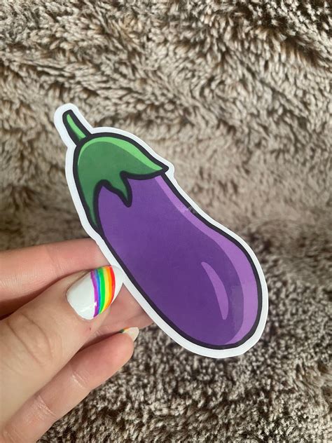 Eggplant Emoji Sticker High Quality Vinyl Scratch Resistant, Waterproof ...