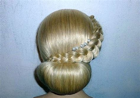 Easy Bridal Wedding Prom Updo Hairstyle Donut Hair Bun With A Dutch