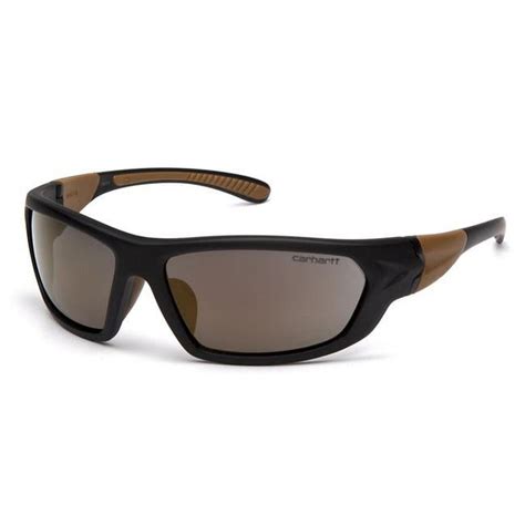 Carhartt Carbondale Anti Fog Safety Glasses With Black And Tan Frame And Antique Mirror Lens