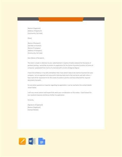 Free 93 Best Application Letter Templates And Samples Pdf Doc Free