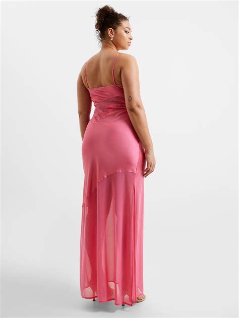 Inu Satin Strappy Maxi Dress Camellia Rose French Connection Us