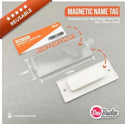 Reusable Magnetic Name Tag | Magnetic Back Name Badge 75mm x 28mm ...