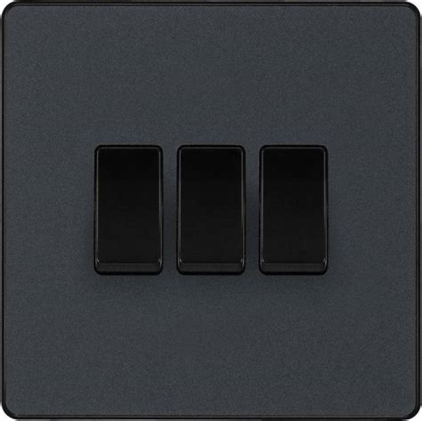 Bg Evolve Matt Triple Light Switch 20a 16ax 2 Way Grey • Pris