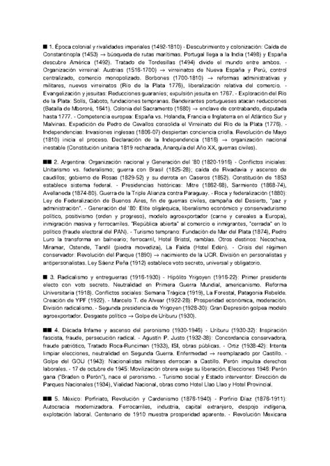 Resumen de Historia Clases 1-6: Época Colonial, Argentina y México