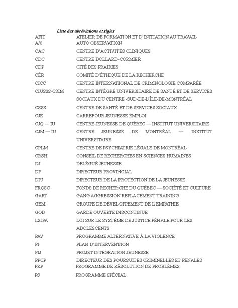 Dumas Liste Des Abréviations Et Sigles Liste Des Abréviations Et