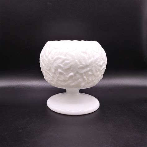 Westmoreland Milk Glass Bramble Pedestal Rose Etsy