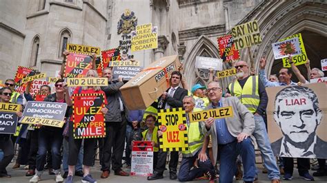 People Demonstrate Outside The High Court Central London Where Five