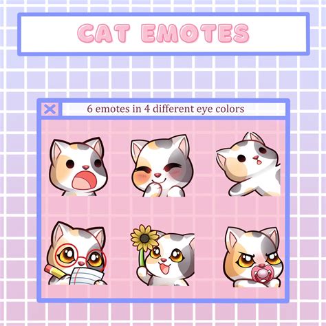 13 Calico Cat Twitch Emotes in 3 Eye Colors Pack 1 - Etsy | Calico cat ...