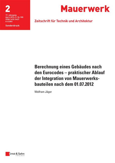 PDF Berechnung eines Gebäudes nach den Eurocodes praktischer