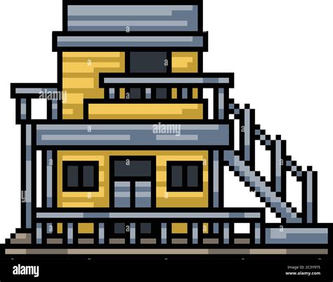 Vector Pixel Art Isolated Rural House Stock Vector Image And Art Alamy