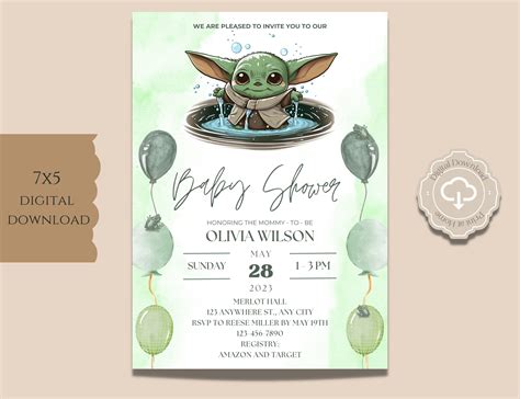 Star Wars Baby Shower Grogu Baby Shower Invitation Baby Yoda Invite