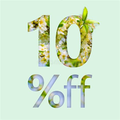 10 Ten Percent Off Discount The Creative Concept Of Spring Sale