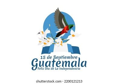 Translation September 15 Guatemala Happy Independence Stock Vector