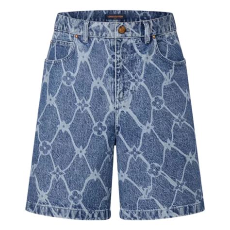 Louis Vuitton Lv Damier Denim Shorts Blue Rapstylecheck