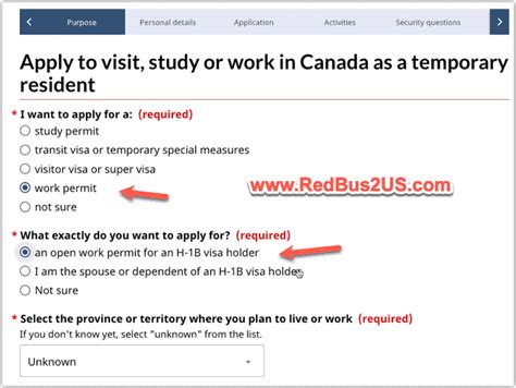 Canada H1b Open Work Permit Process Documents Guide Redbus2us