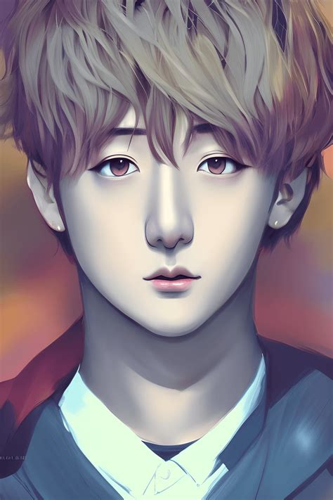 Jungkook BTS Singer Face Art Style Anime Uplight Creative Fabrica