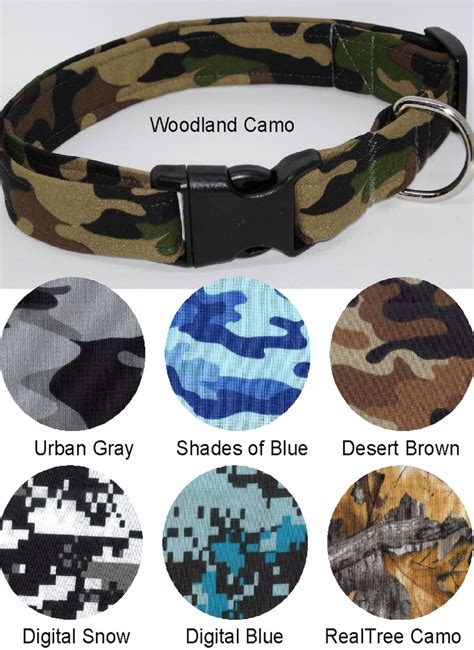 Camo Dog Collar With Dog Bow Tie Woodland Camo, Urban Camo, Realtree Camo, Navy Blue Camo ...