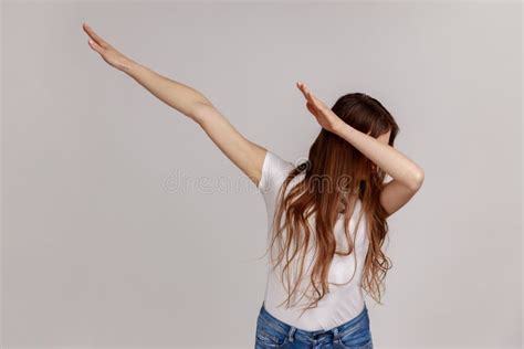 Woman Shows Dab Dance Move Famous Internet Gesture Of Triumph And