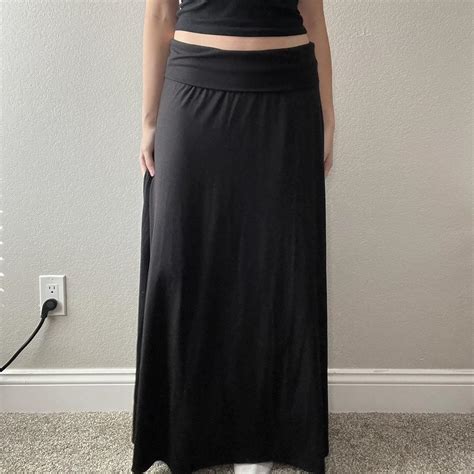 Whimsigoth Black Maxi Skirt A Soft Flowy Black Depop