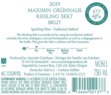 Maximin Grünhaus Riesling Sekt Brut Loosen Bros USA