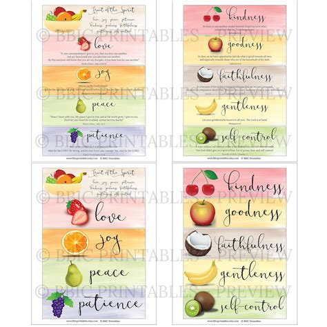 20 Fruit Of The Spirit Printable Bookmarks Galatians 522 23 Etsy