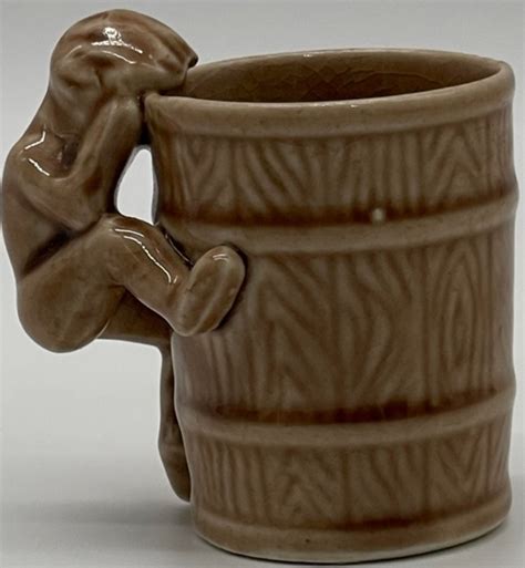 Vintage Japan Nude Man Shot Glass Novelty Brown Ceramic Kitschy Bar
