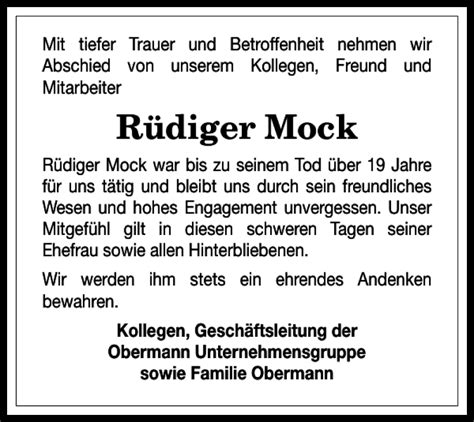 Traueranzeigen Von R Diger Mock Harztrauer De