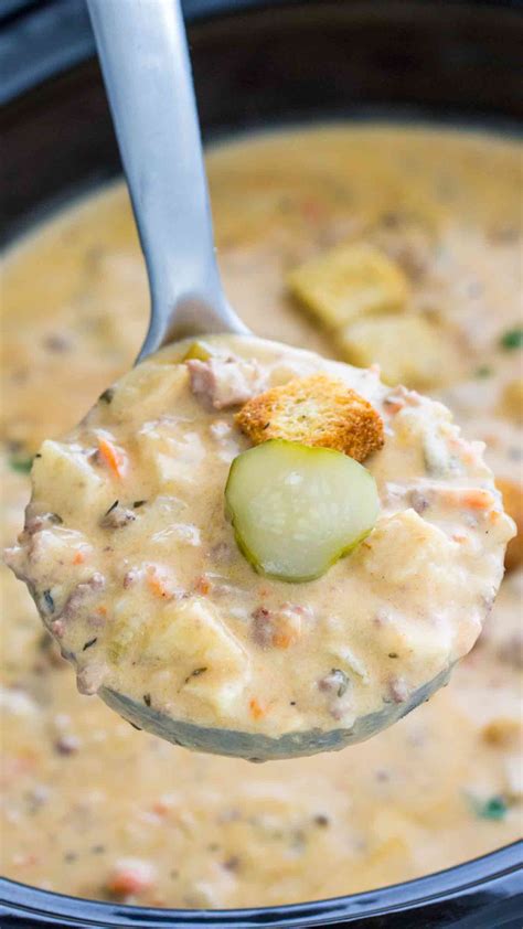 Crockpot Cheeseburger Soup Sweet And Savory Meals