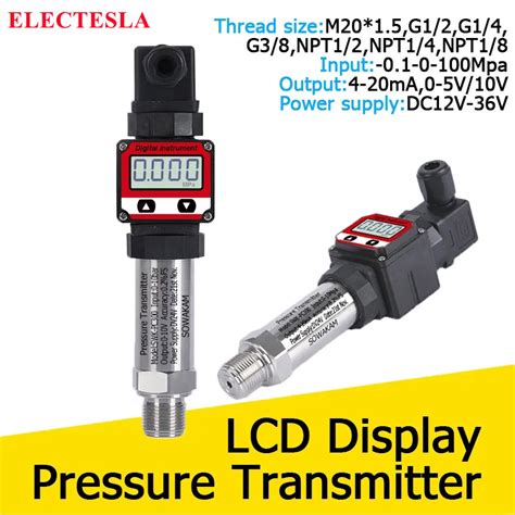 Npt14 Lcd Display Pressure Transmitter 4 20ma Rs485 Output Air Water Liquid Oil Transducer