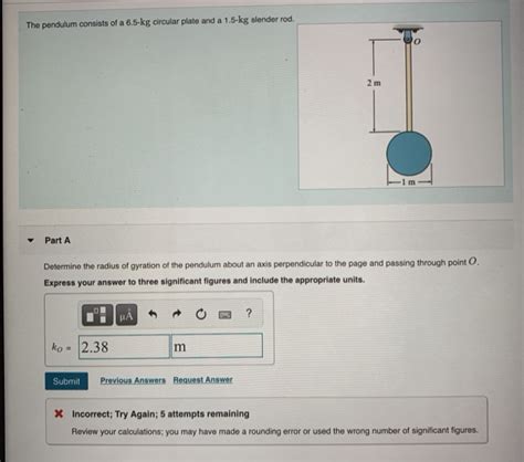 Solved The Pendulum Consists Of A Kg Circular Plate And Chegg