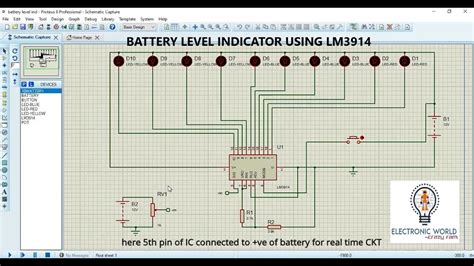 Battery Level Indicator Circuit Diagram Using Lm3914 Ic In Proteus Software Youtube