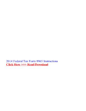 Fillable Online 2014 Federal Tax Form 8965 Instructions Fax Email Print ...