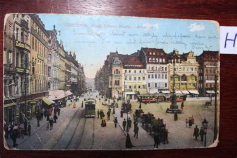 Postkarte Ansichtskarte Sachsen Lithografie DRESDEN König Johann Straße