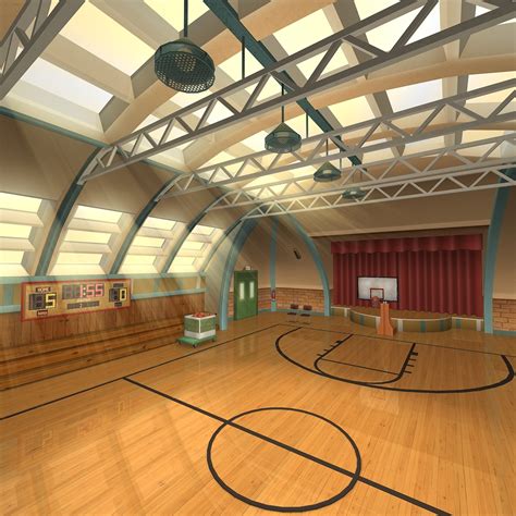 3dsmax recreation center basketball court