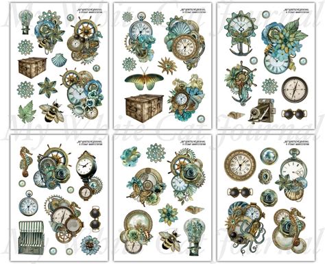 Junk Journal Steampunk Fussy Cut Printable Collage Sheets Etsy