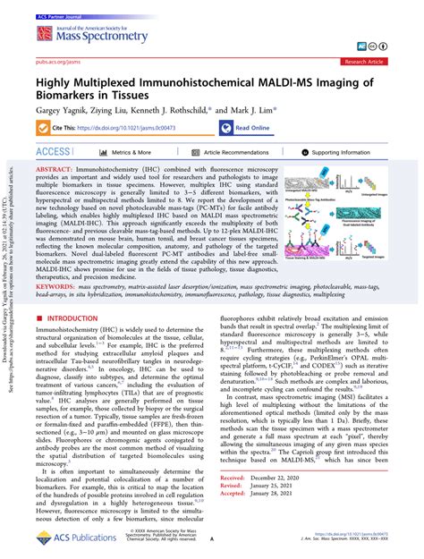 Pdf Highly Multiplexed Immunohistochemical Maldi Ms Imaging Of Biomarkers In Tissues