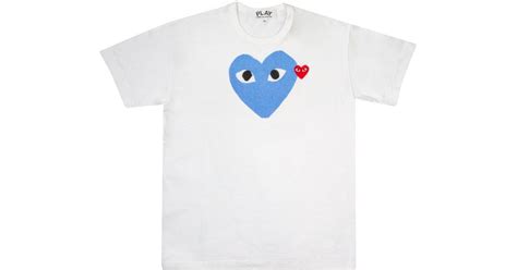 Comme Des Garçons Play Mens Blue Heart Logo T Shirt White For Men Lyst