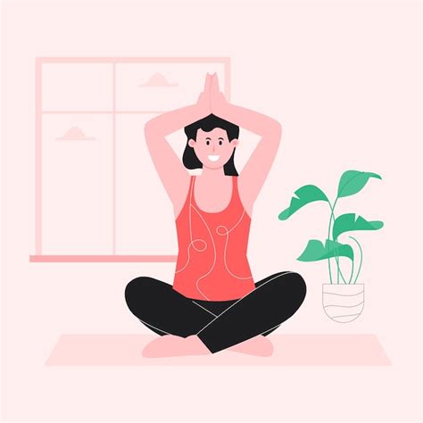 Uma ilustração plana de meditação Vetor Premium